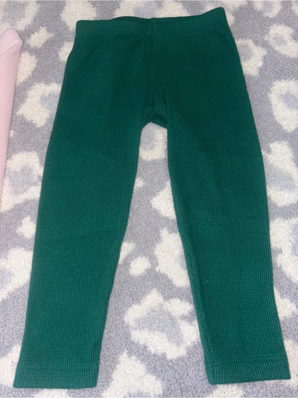 Old Navy Ribbed Cozy Leggings in Light Pink and Forest Green Toddler Girl 3T